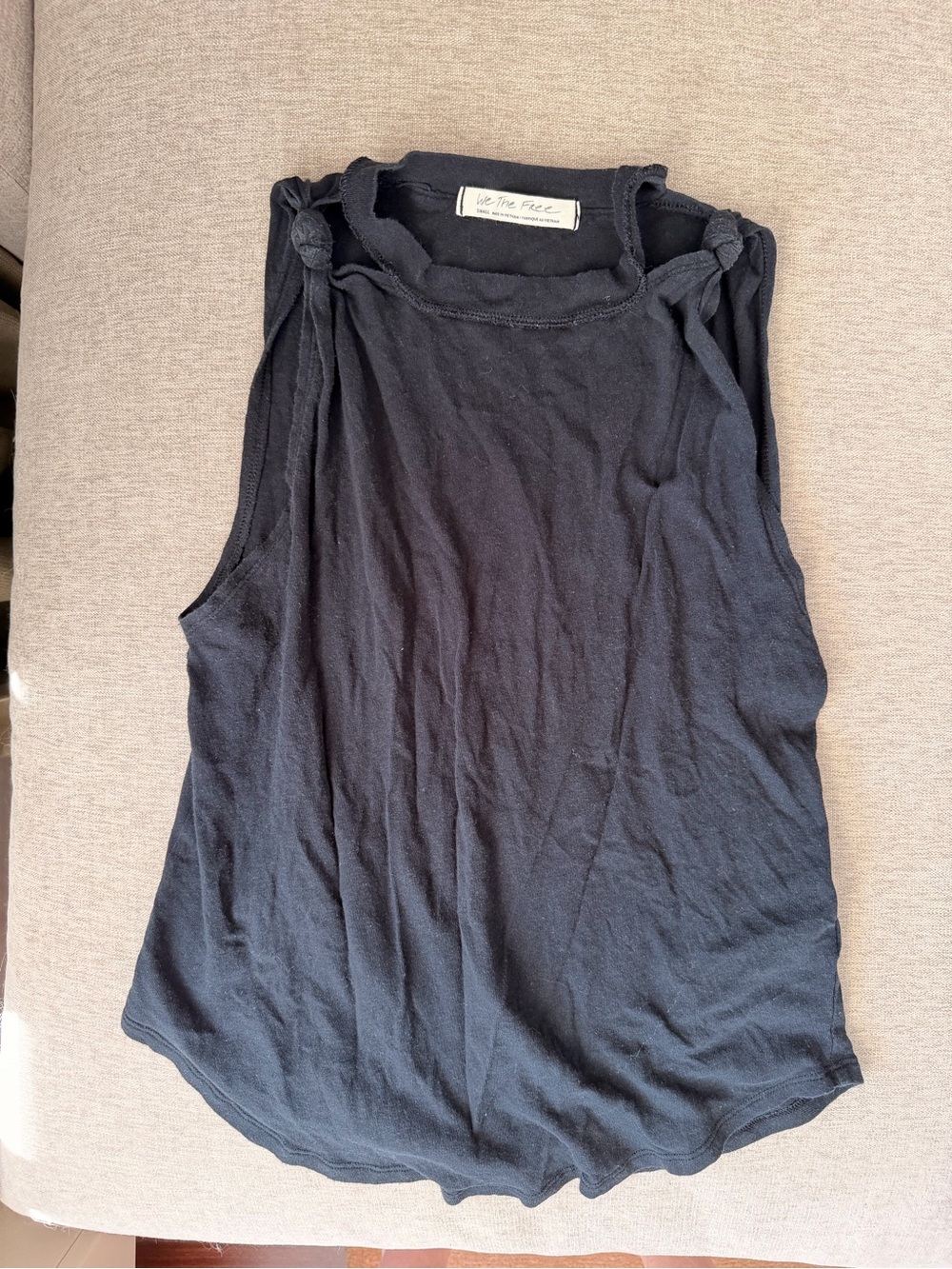 We The Free Black Knot-Shoulder Tank